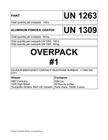 IATA Dangerous Goods Software for Air Transport documentation. Multimodal statement. Mixed packing and overpacks