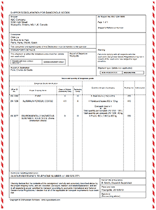 Déclaration d l´expéditeur IATA 2024 (65) des marchandises dangereuses, Produits chimiques et déchets